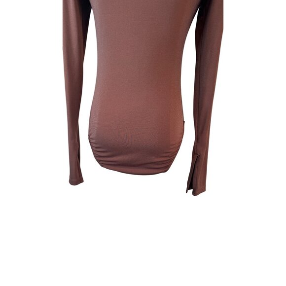 Zara Brown Small Long Sleeve Collared Bodysuit Snap Closure - Picture 13 of 14